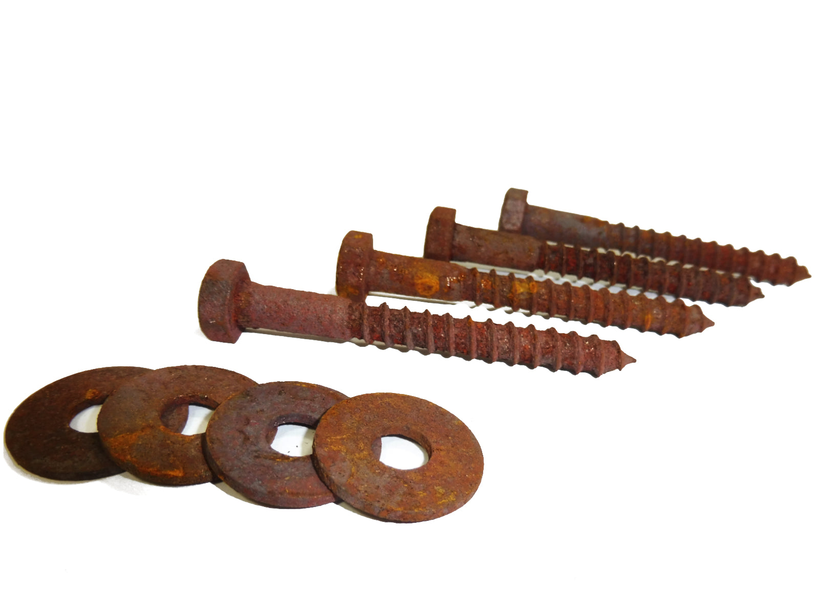 vitaliano rusty hexagonal wood screws, 8mm thick, 70mm long, antique, retro, vintage style, metal rust decoration - robust & rustic key screw ideal for vitaliano rusty iron chain - set of 4 including washers - Bild 2