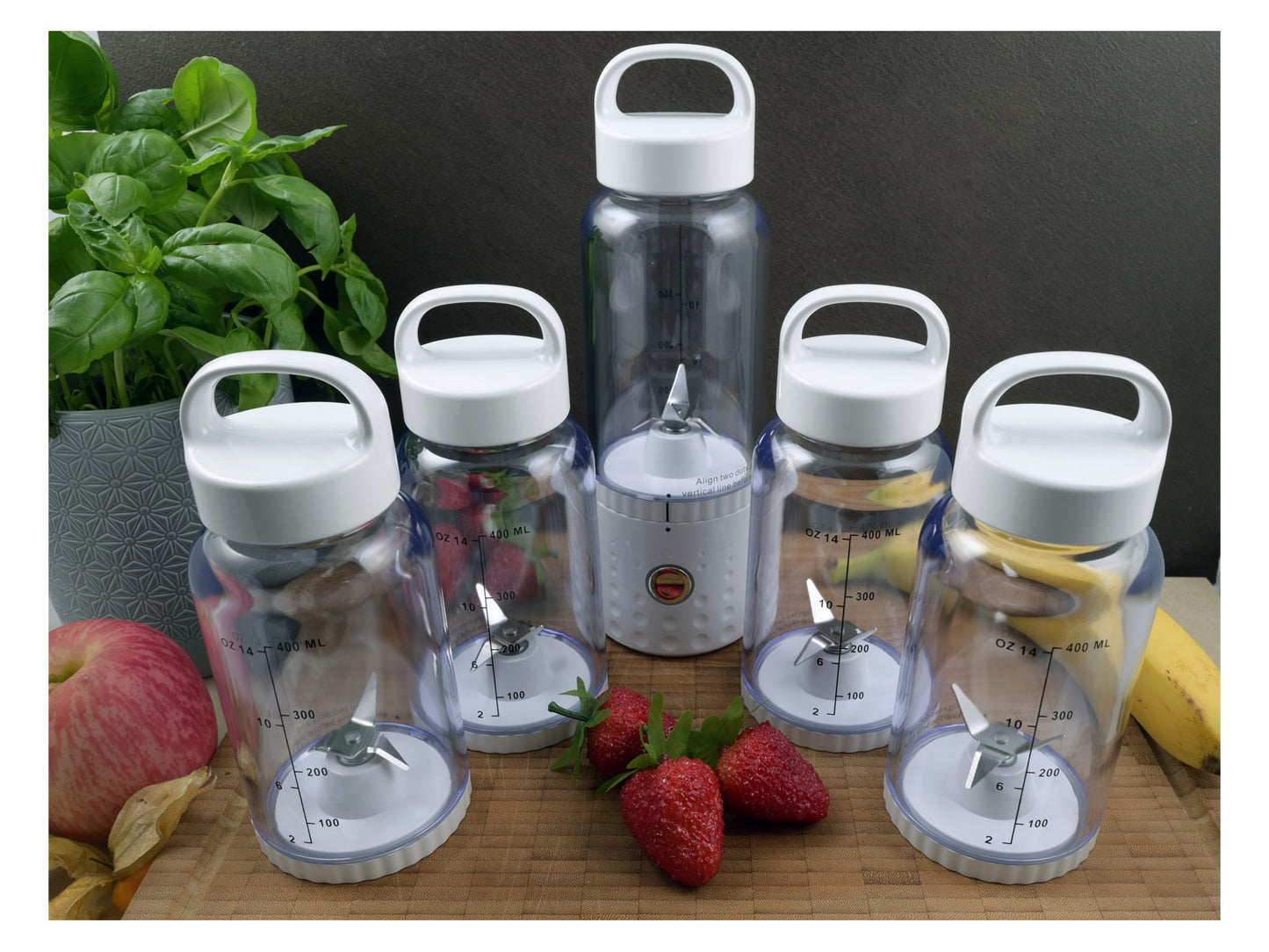 vitaliano portable Smoothie Maker to go in bundle with extra bottle, 500ml, USB, dishwasher-safe, lightweight mixer for freshness on the go - Bild 2