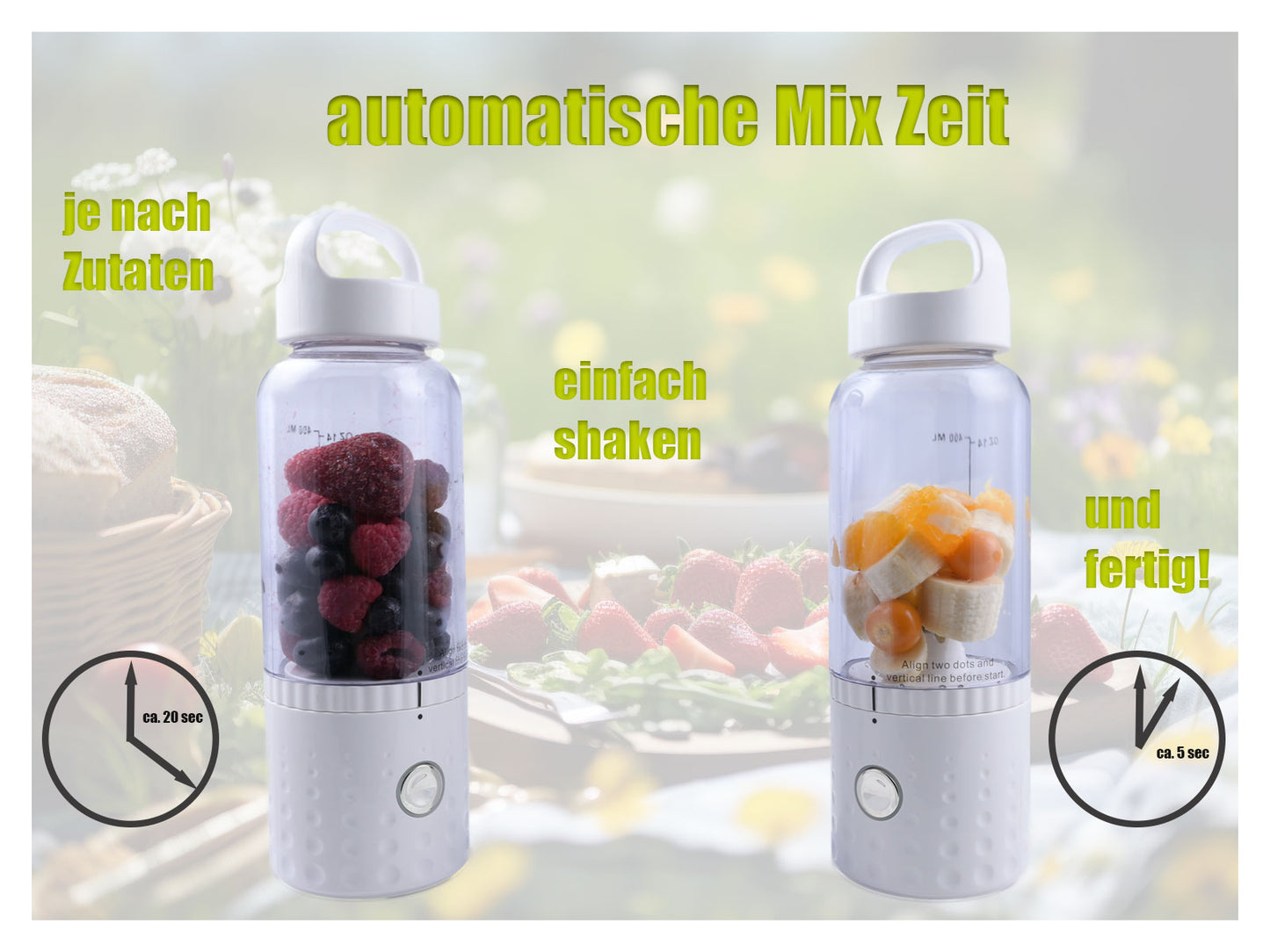 vitaliano portable smoothie maker to go, 500ml, exchangeable bottle, USB, dishwasher-safe, lightweight blender for freshness on the go - Bild 5